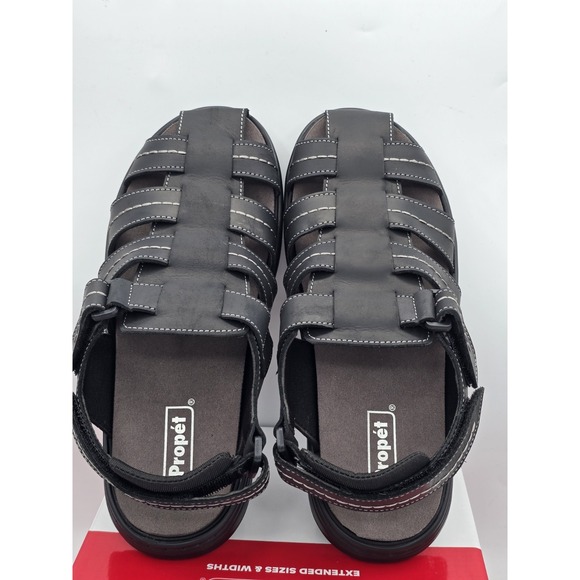 Propet Hunter Men's Leather Adjustable Fishin Fisherman Sandals | Size 8.5 Black - Picture 10 of 13
